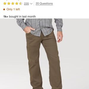 Wrangler Men's Tan Cargo Pants 34X30